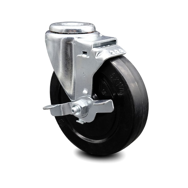 5 Inch Soft Rubber Wheel Swivel Bolt Hole Caster with Brake